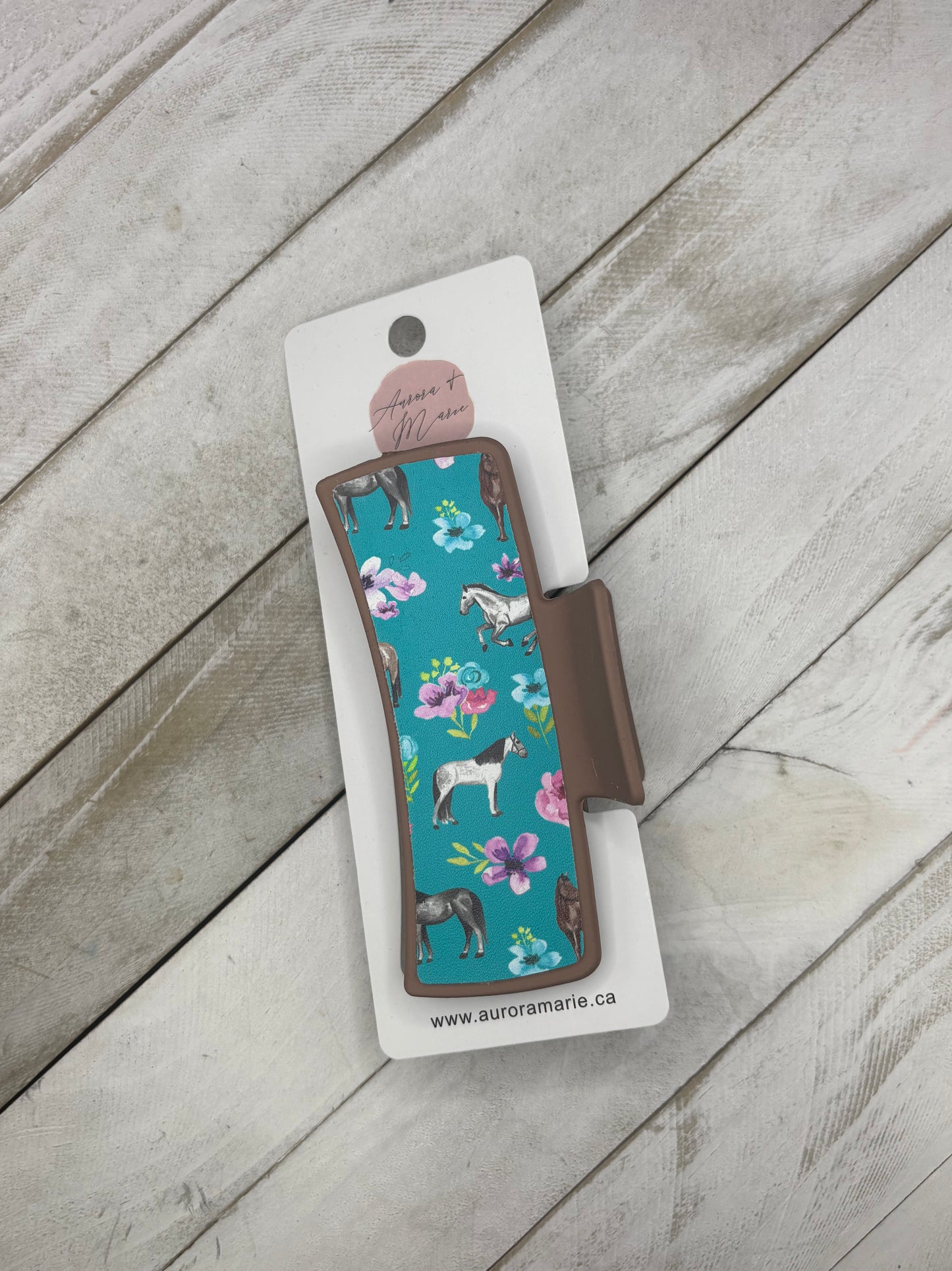 Teal Horses Claw Clip