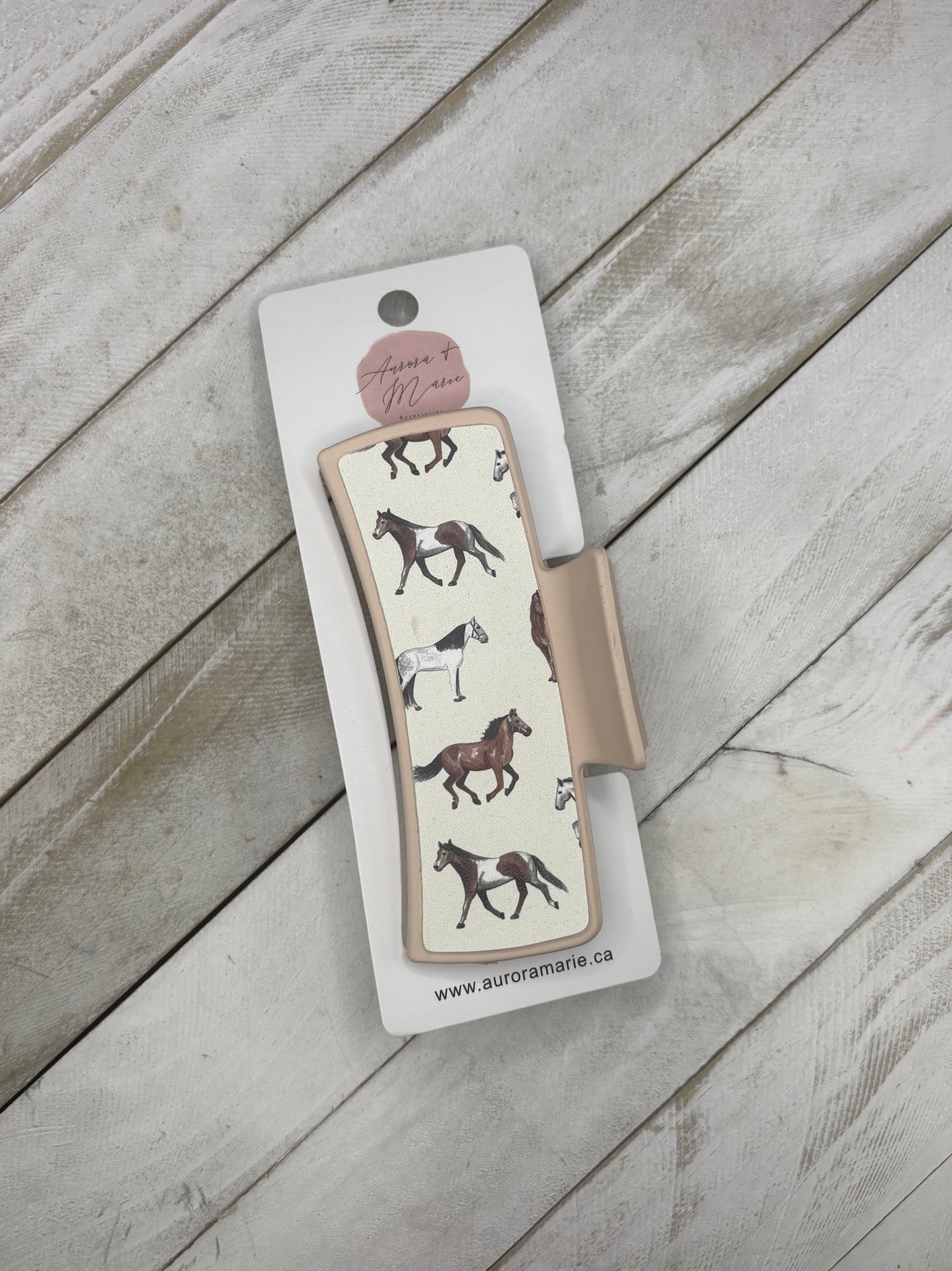 Cream Horses Claw Clip