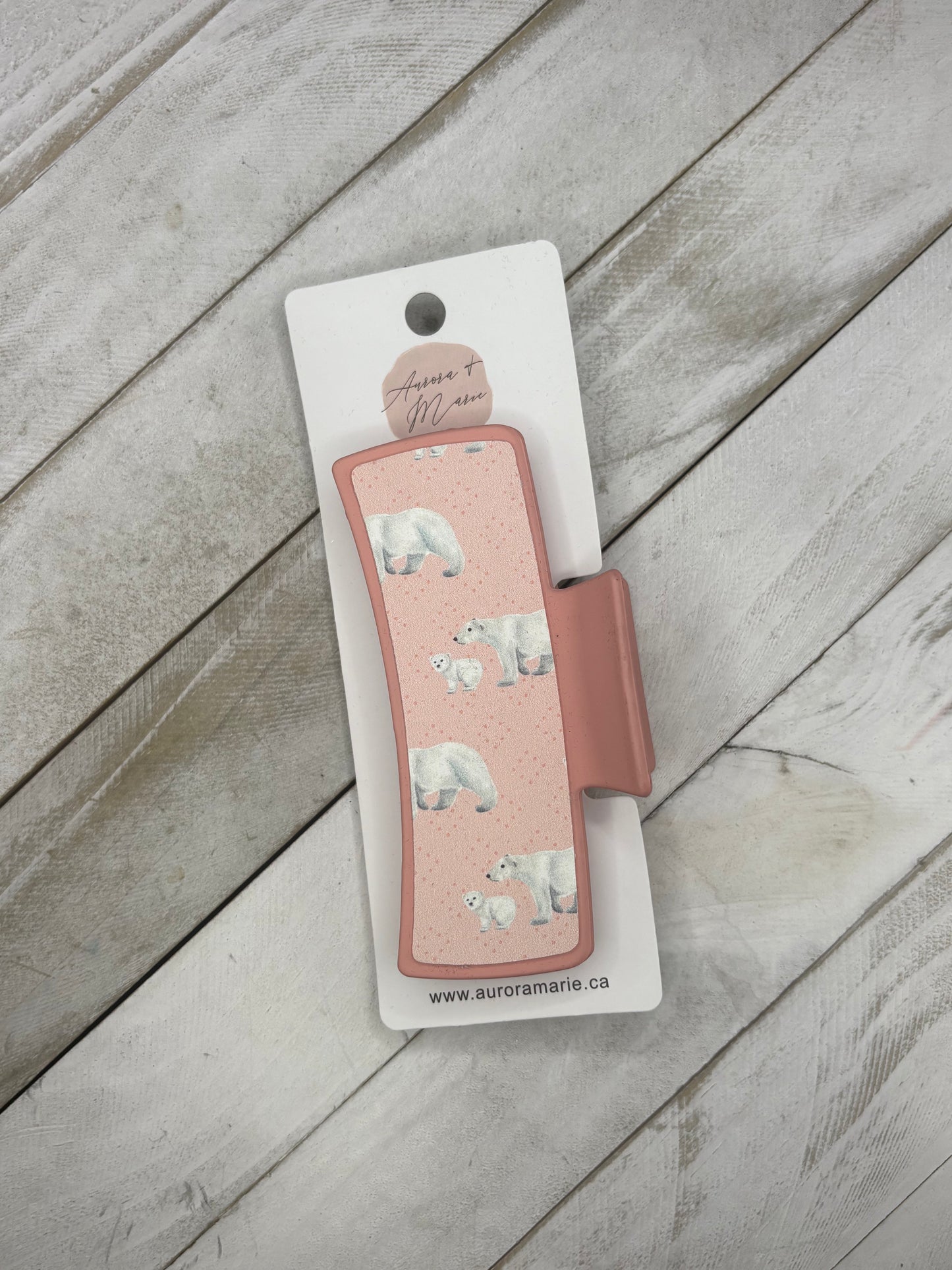 Pink Polar Bear Claw Clip