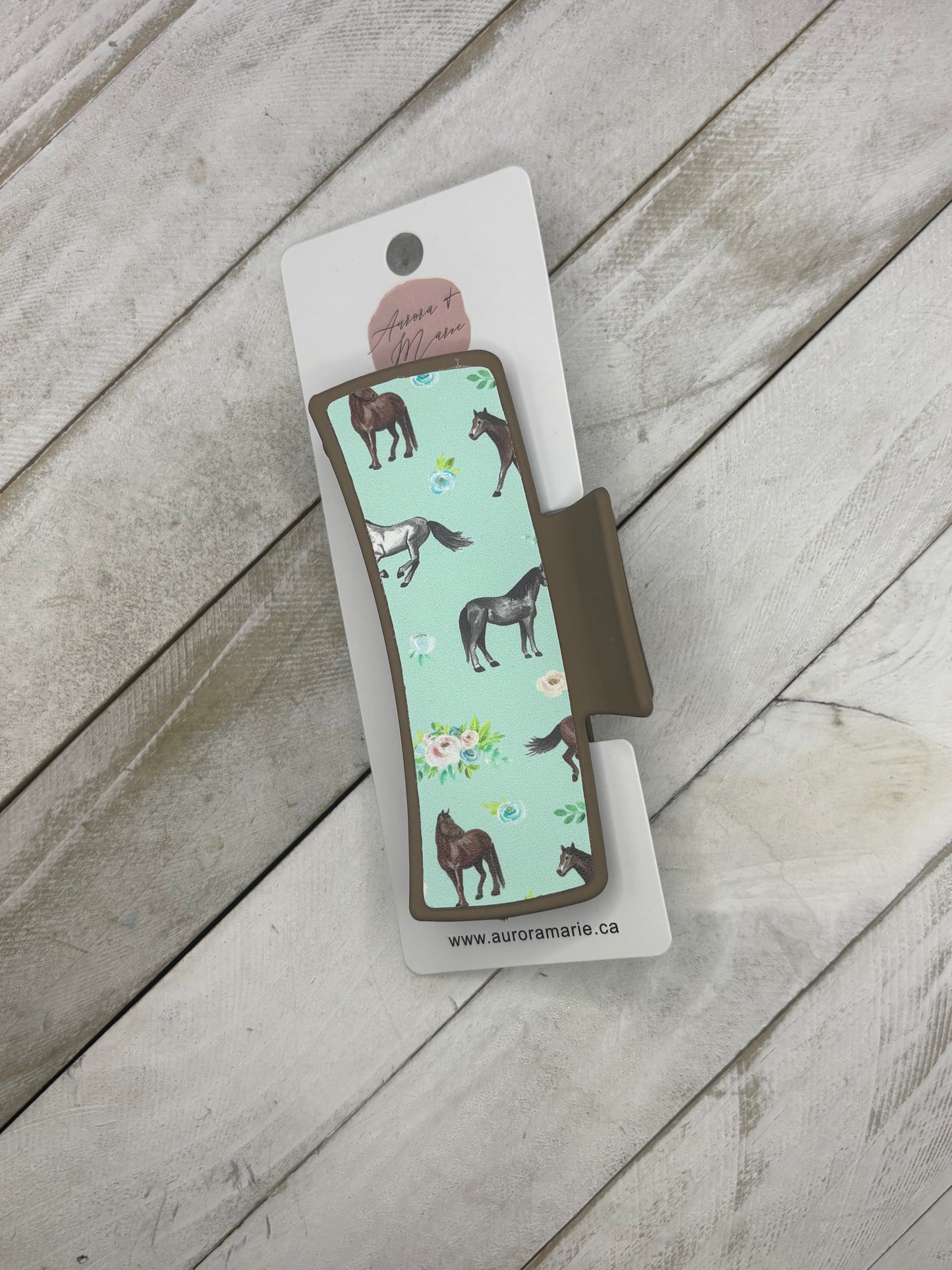 Teal Horses Claw Clip
