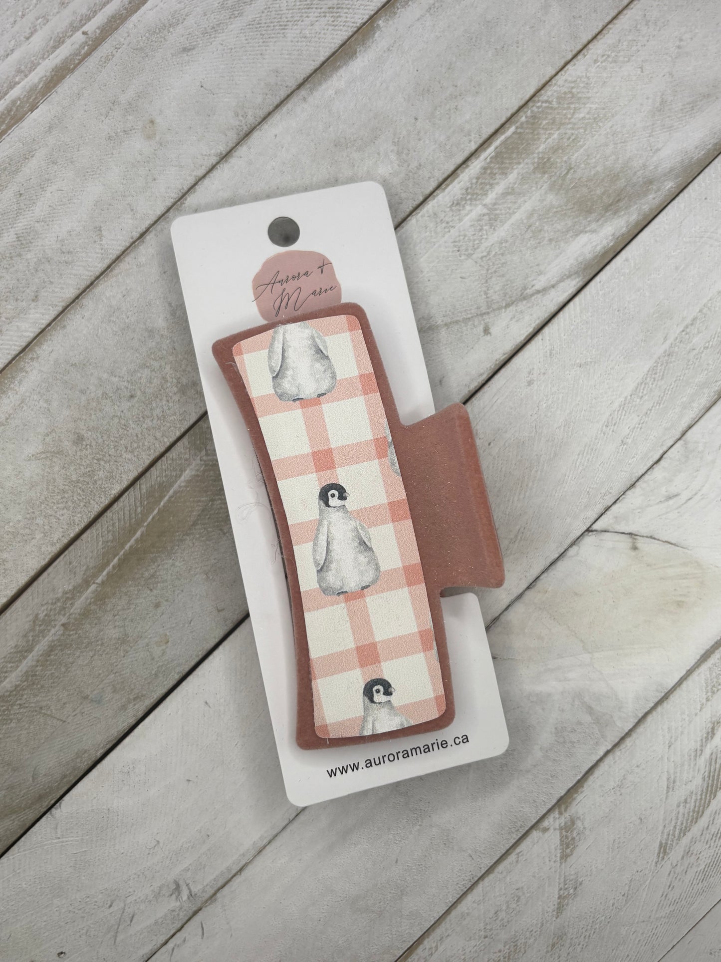 Pink Penguin Claw Clip