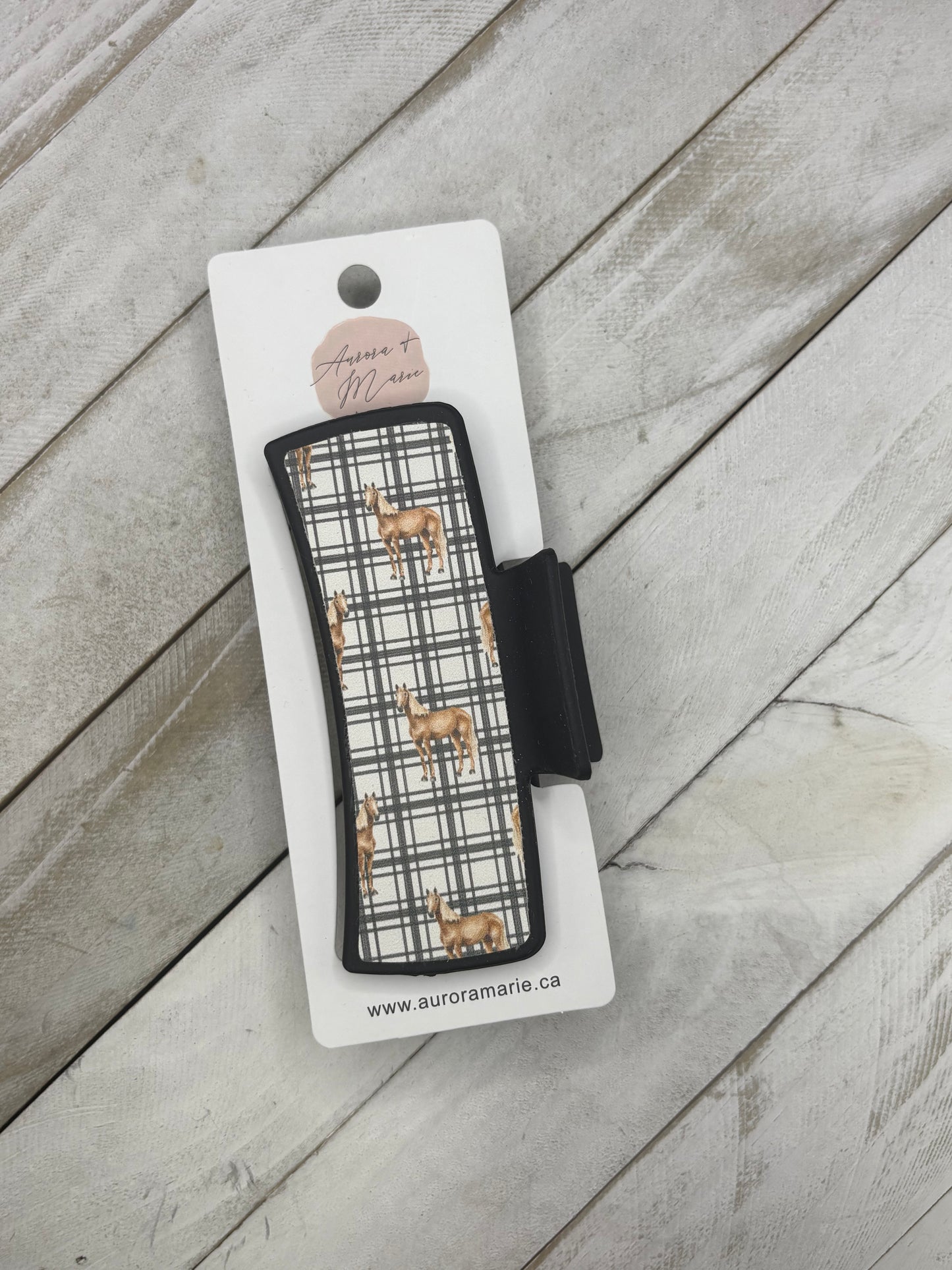 Plaid Horses Claw Clip