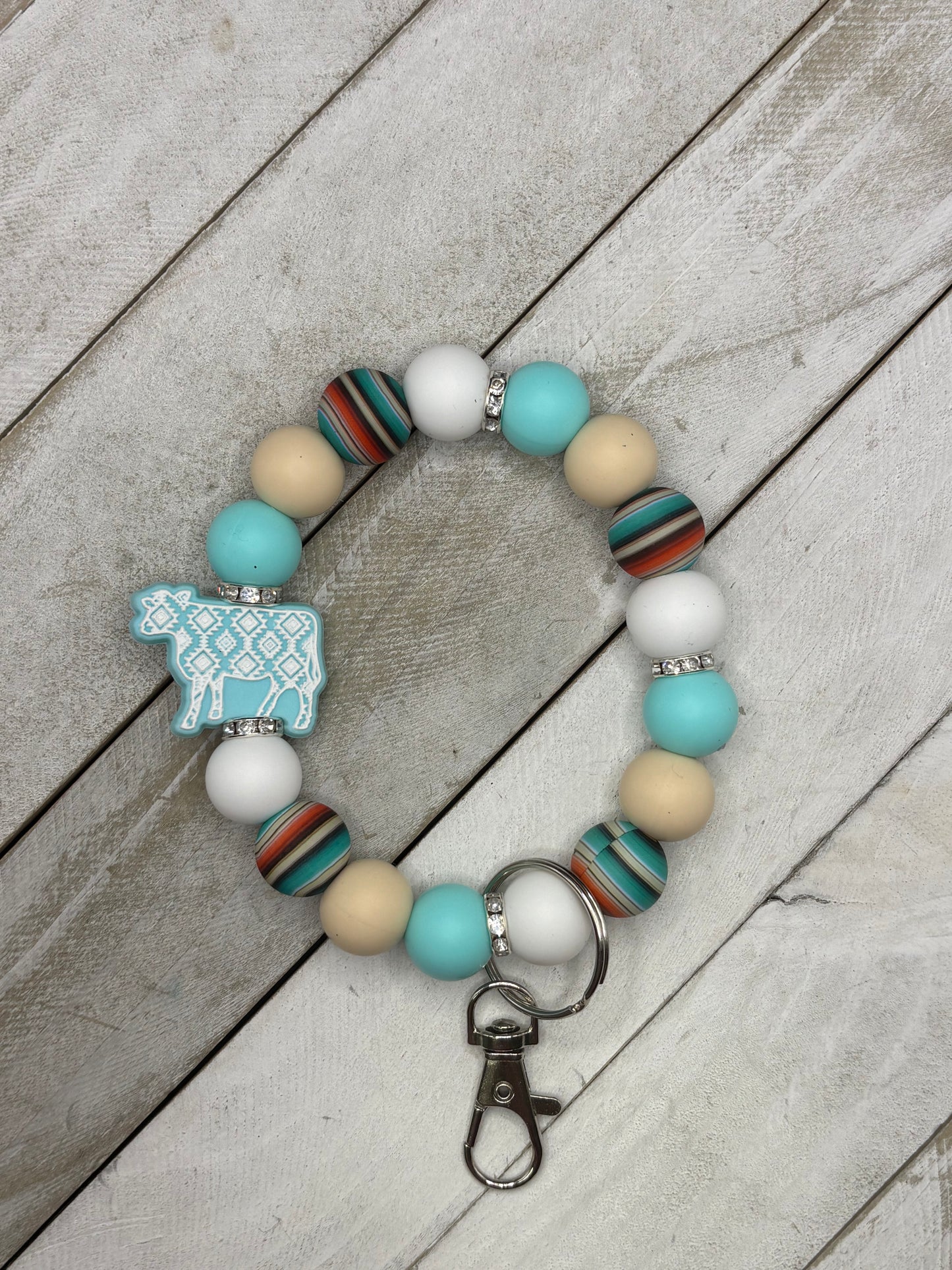 Teal Aztec Cow