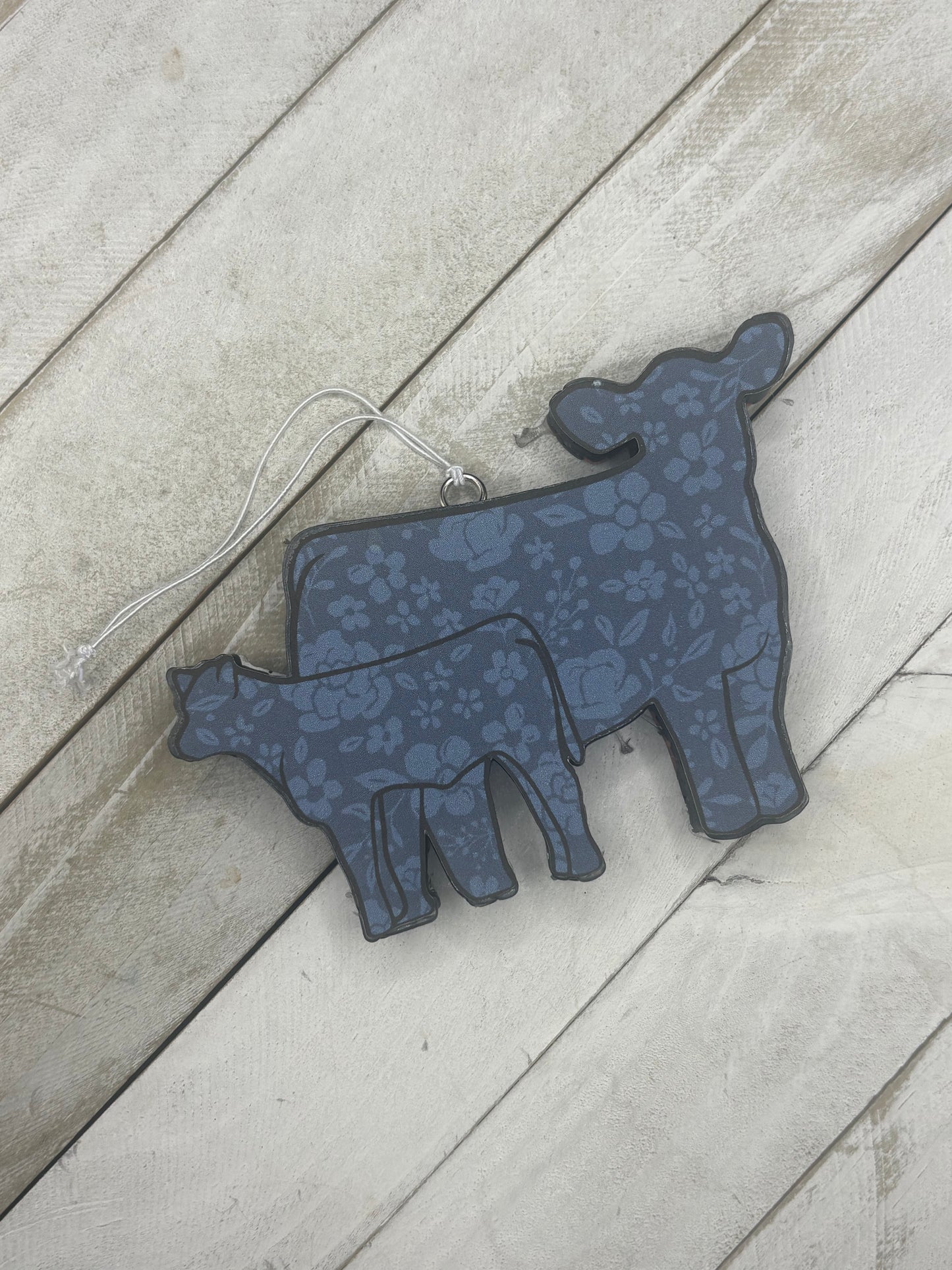 Blue Floral Cow Calf Pair