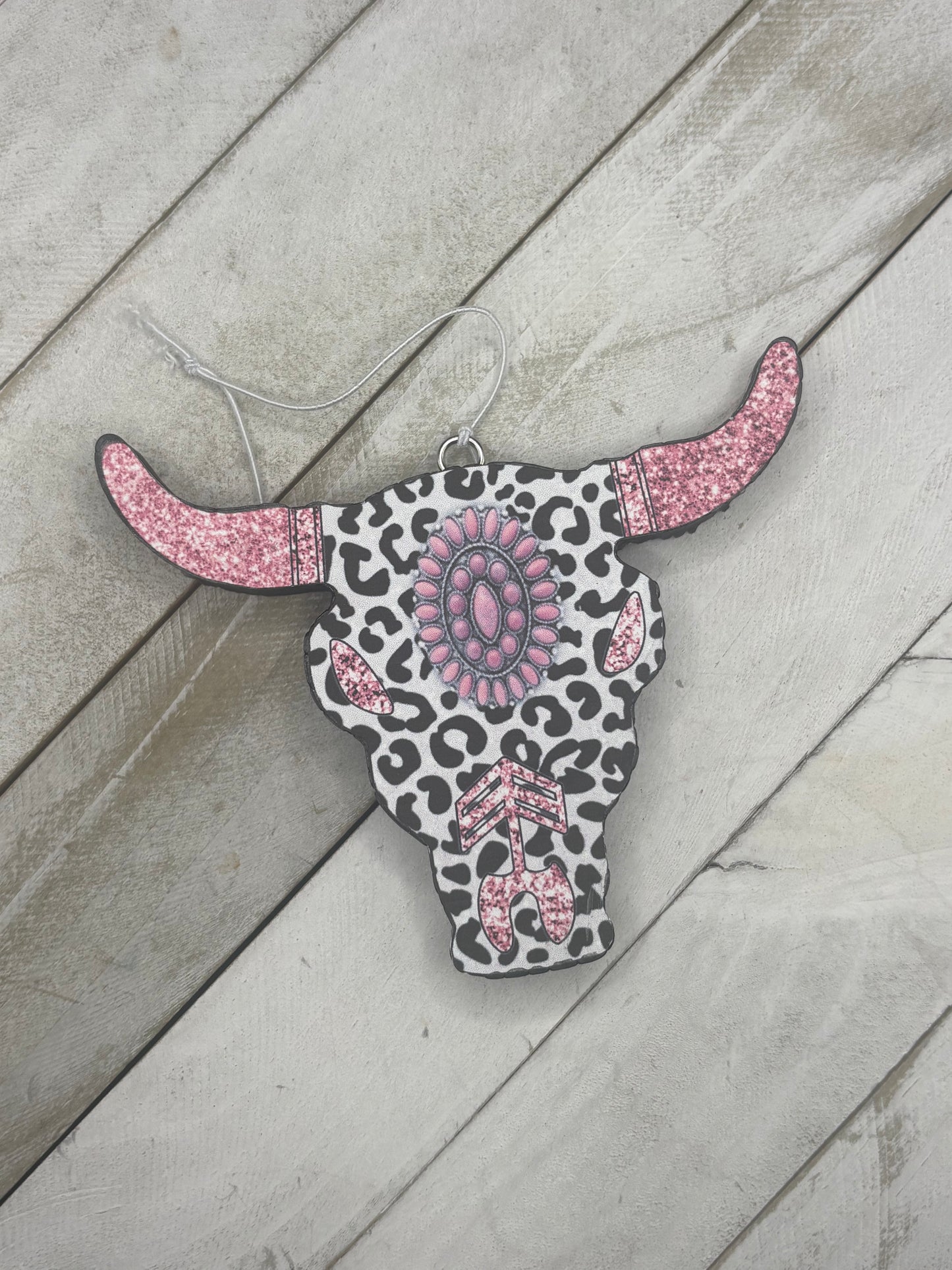 Pink Cheetah Bull Skull
