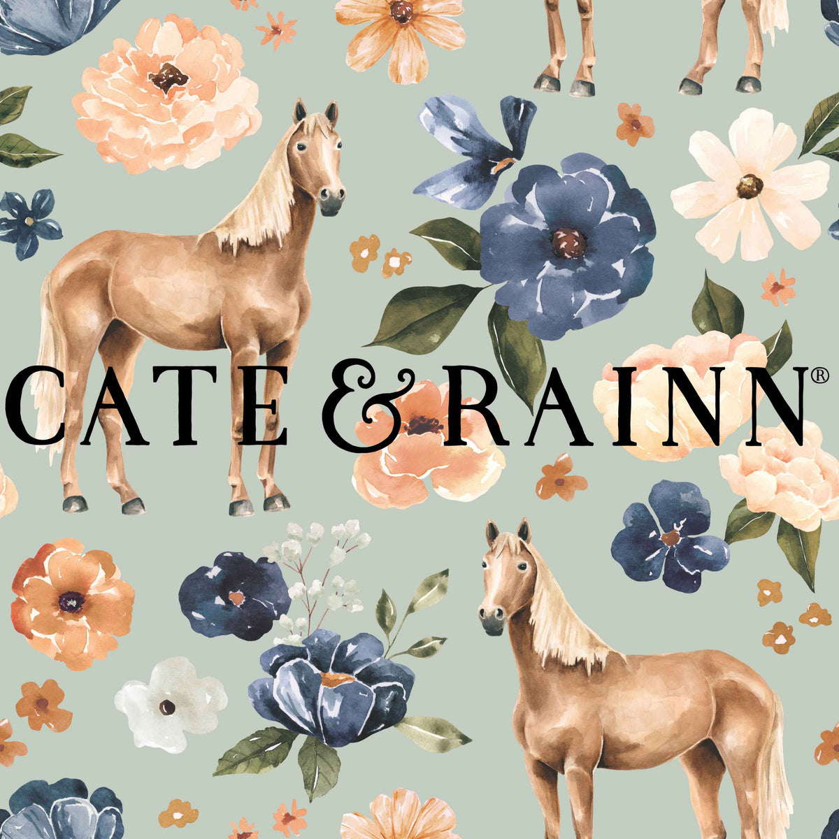 Green Floral Horse