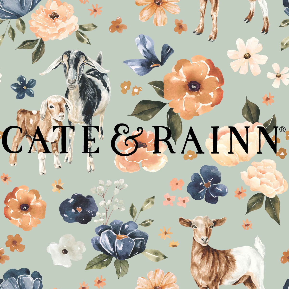 Green Floral Goats