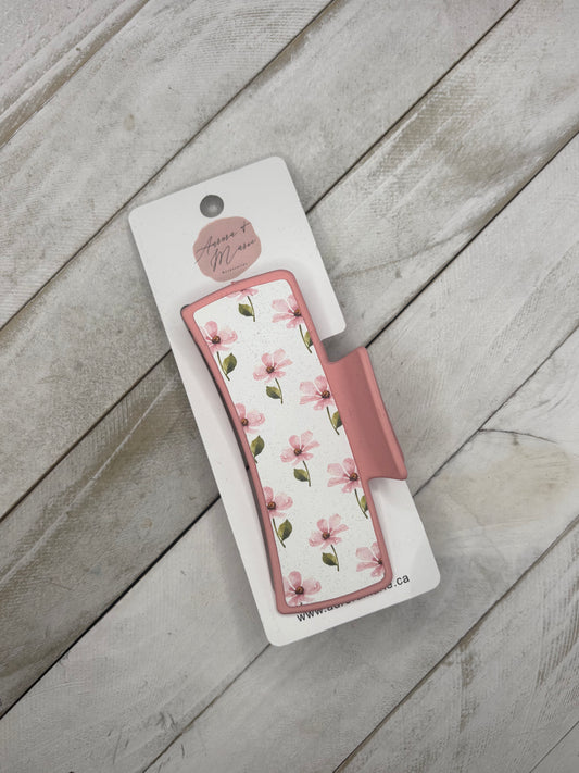Pink Flowers Claw Clip