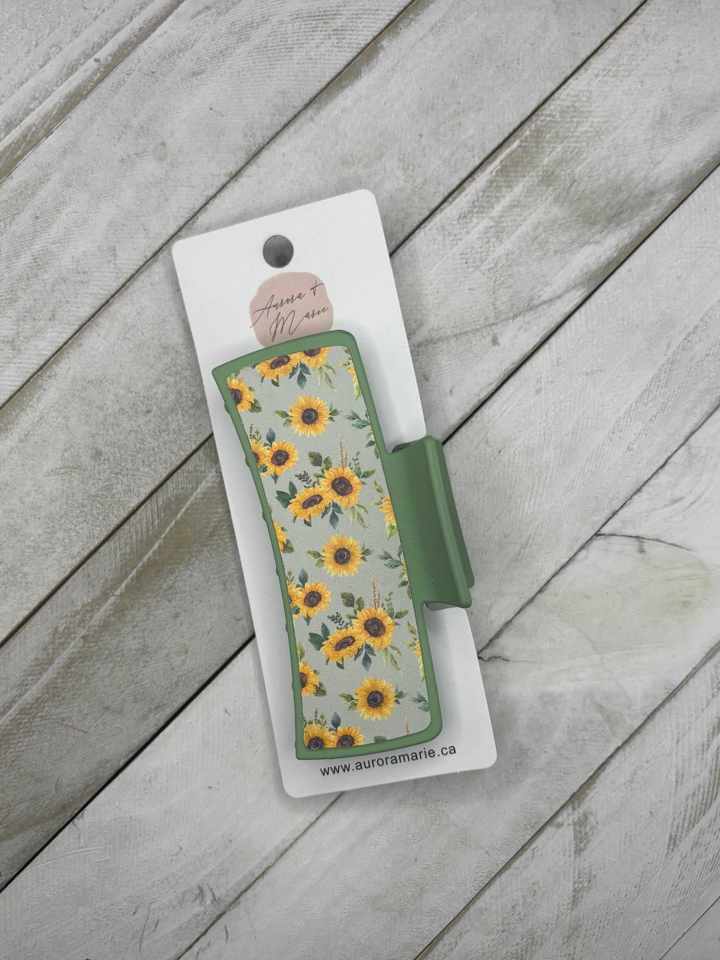 Green Sunflower Claw Clip