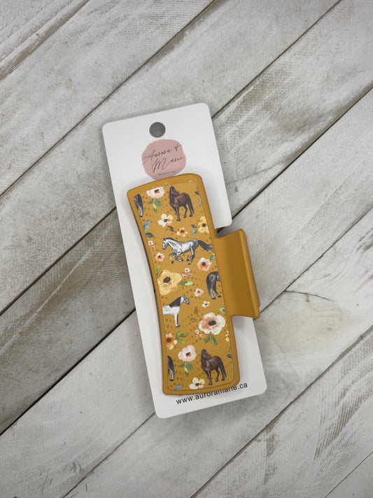 Mustard Horses Claw Clip