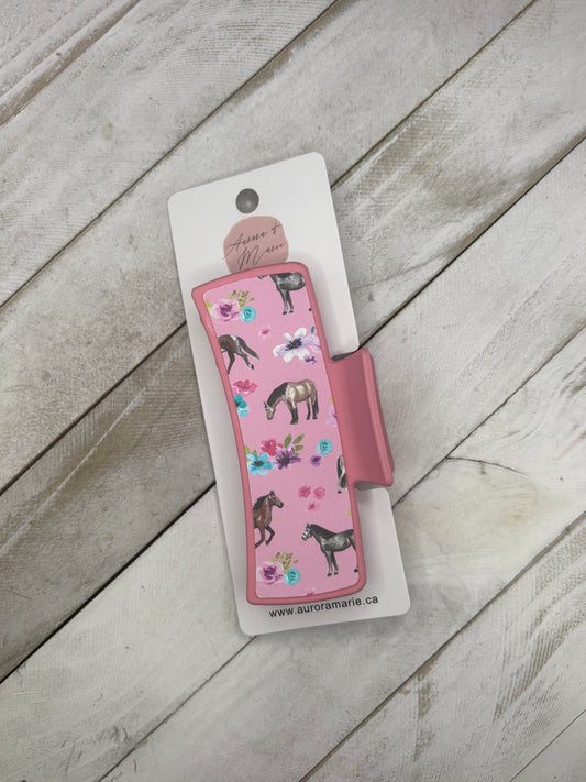 Pink Horses Claw Clip