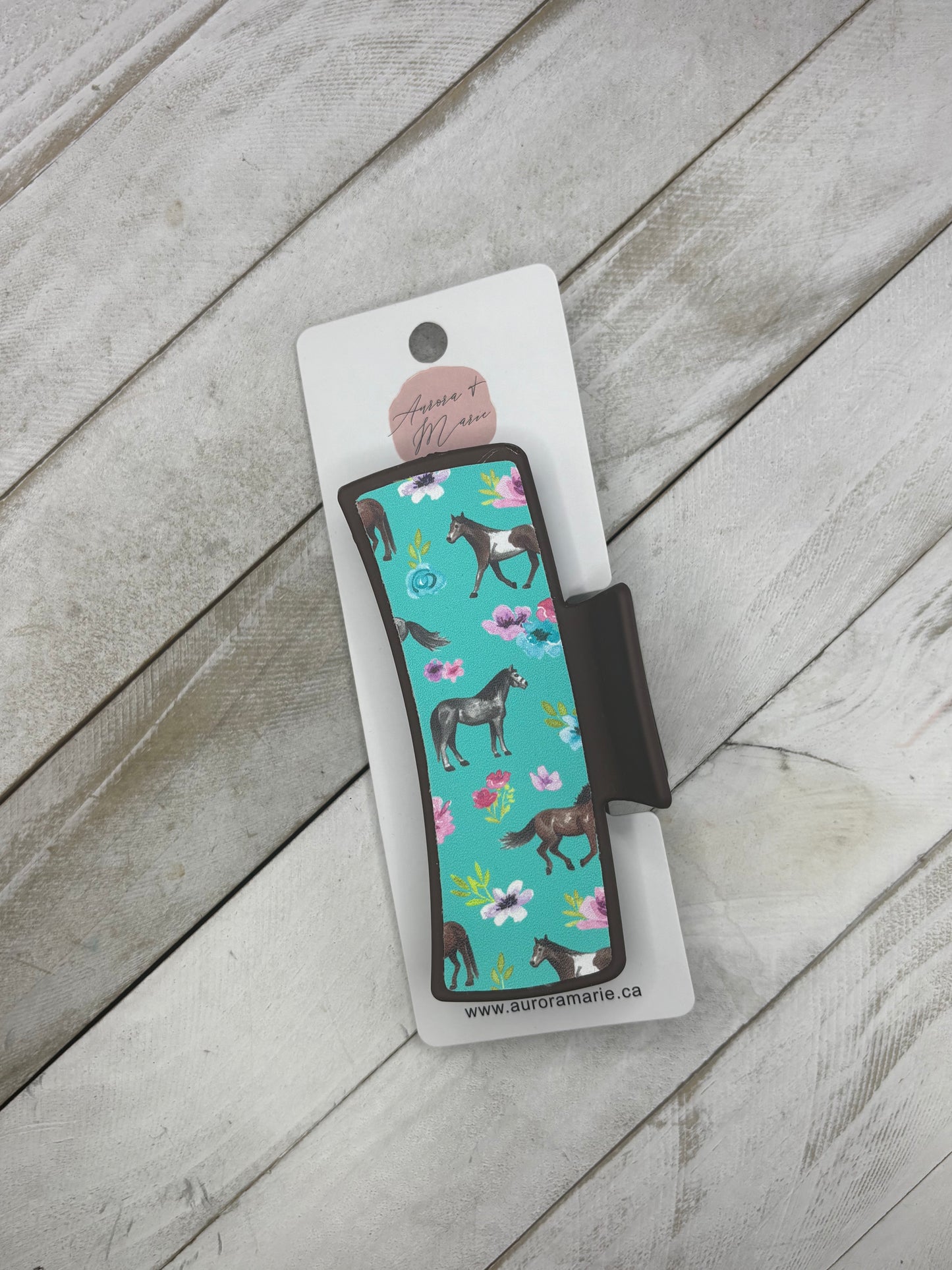Teal Horses Claw Clip