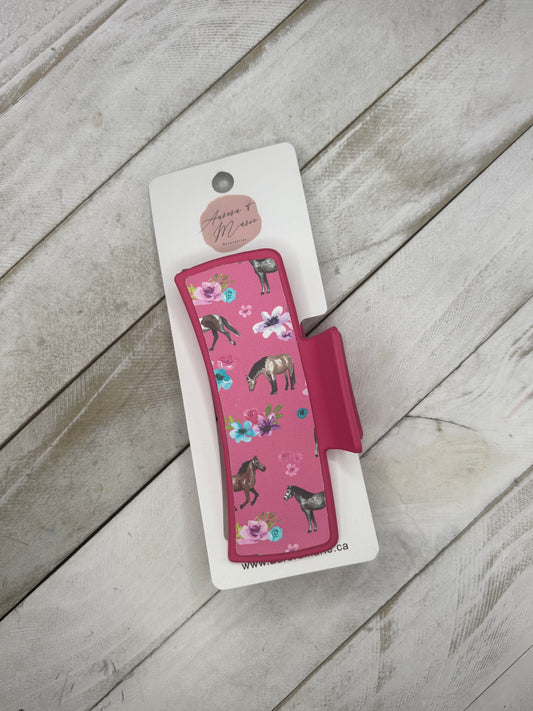Pink Horses Claw Clip