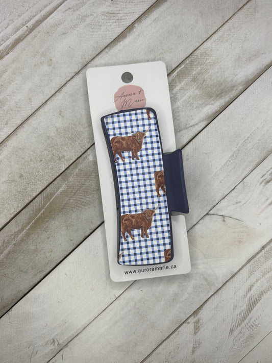 Dark Blue Plaid Claw Clip