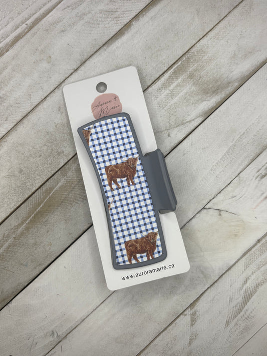 Blue Plaid Highland Claw Clip