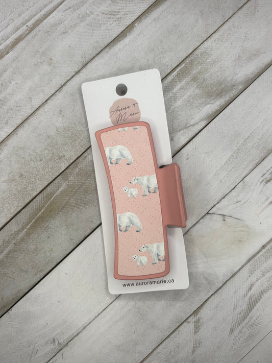 Pink Polar Bear Claw Clip