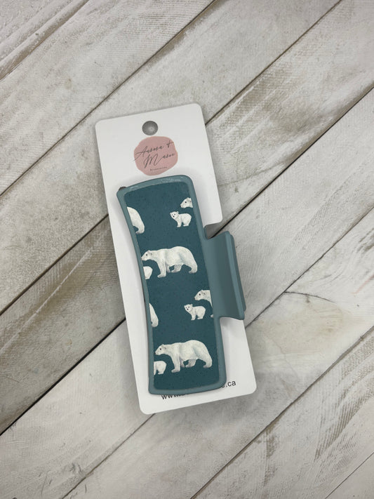 Blue Polar Bear Claw Clip