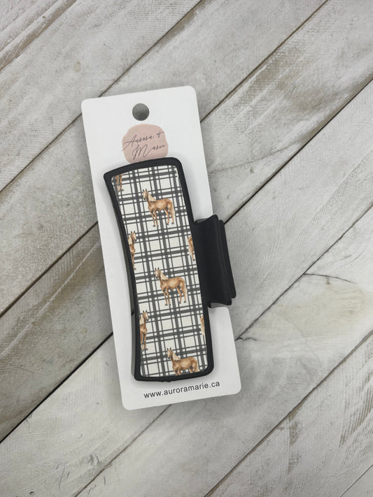 Plaid Horses Claw Clip