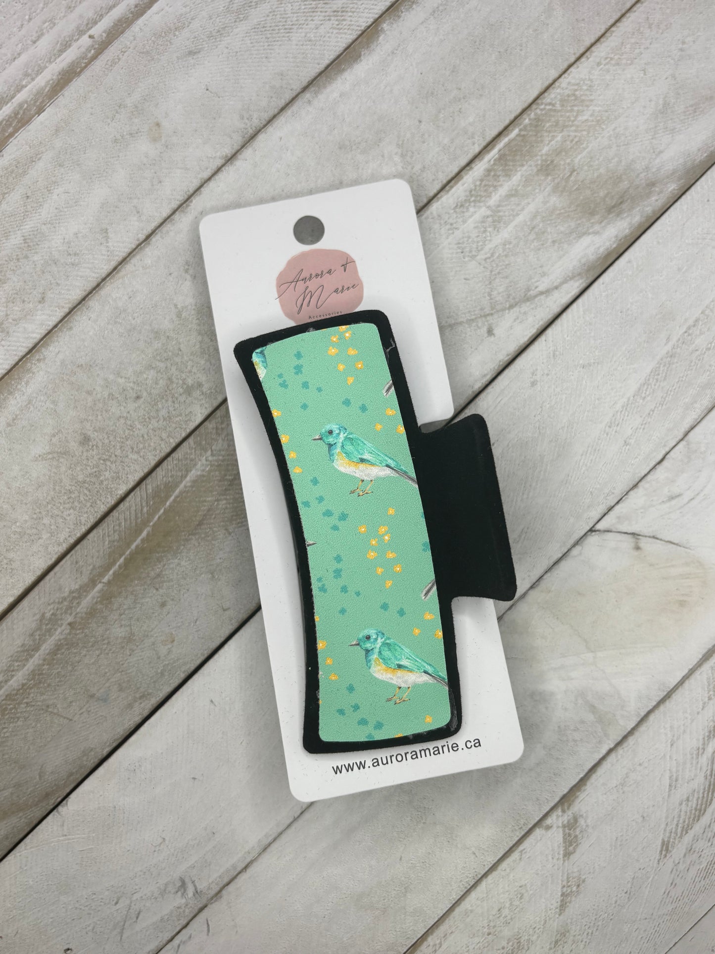 Teal Birds Claw Clip