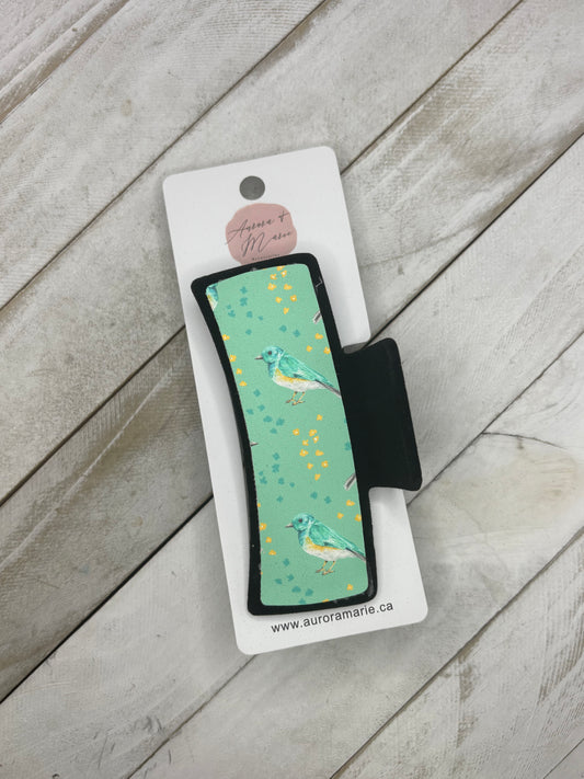 Teal Birds Claw Clip