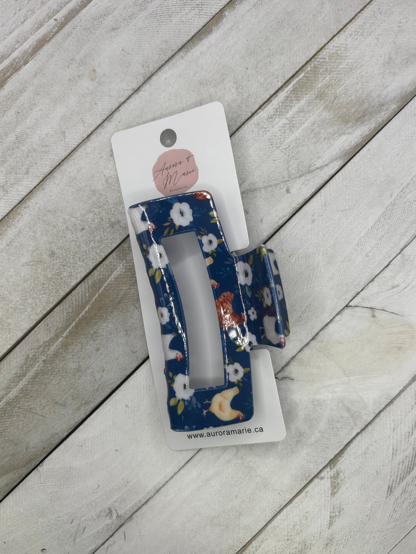 Blue White Floral Chickens