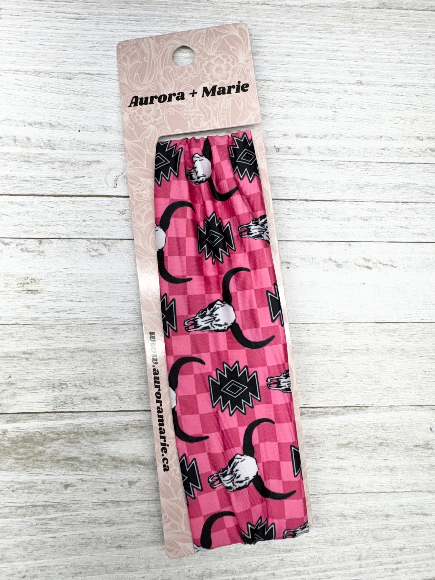 Pink Aztec Bull Skull