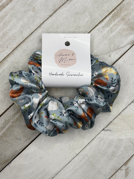 Grey Blue Floral Chickens