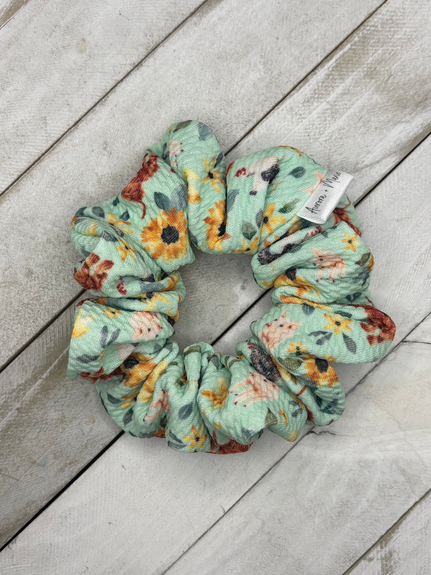 Teal Sunflowers Highland Farm Animals