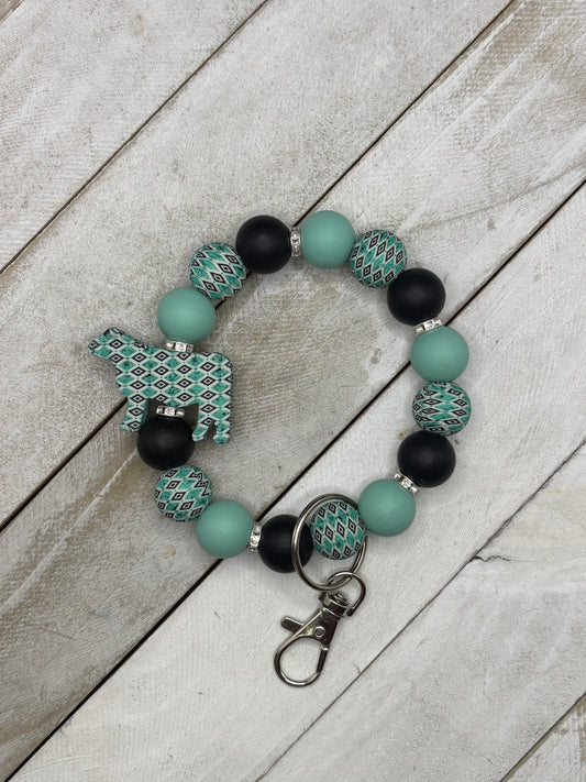 Teal Aztec Cow
