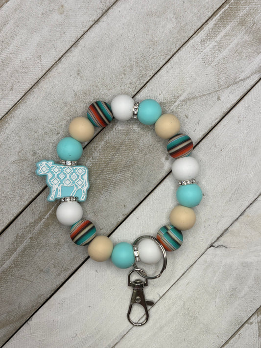 Teal Aztec Cow