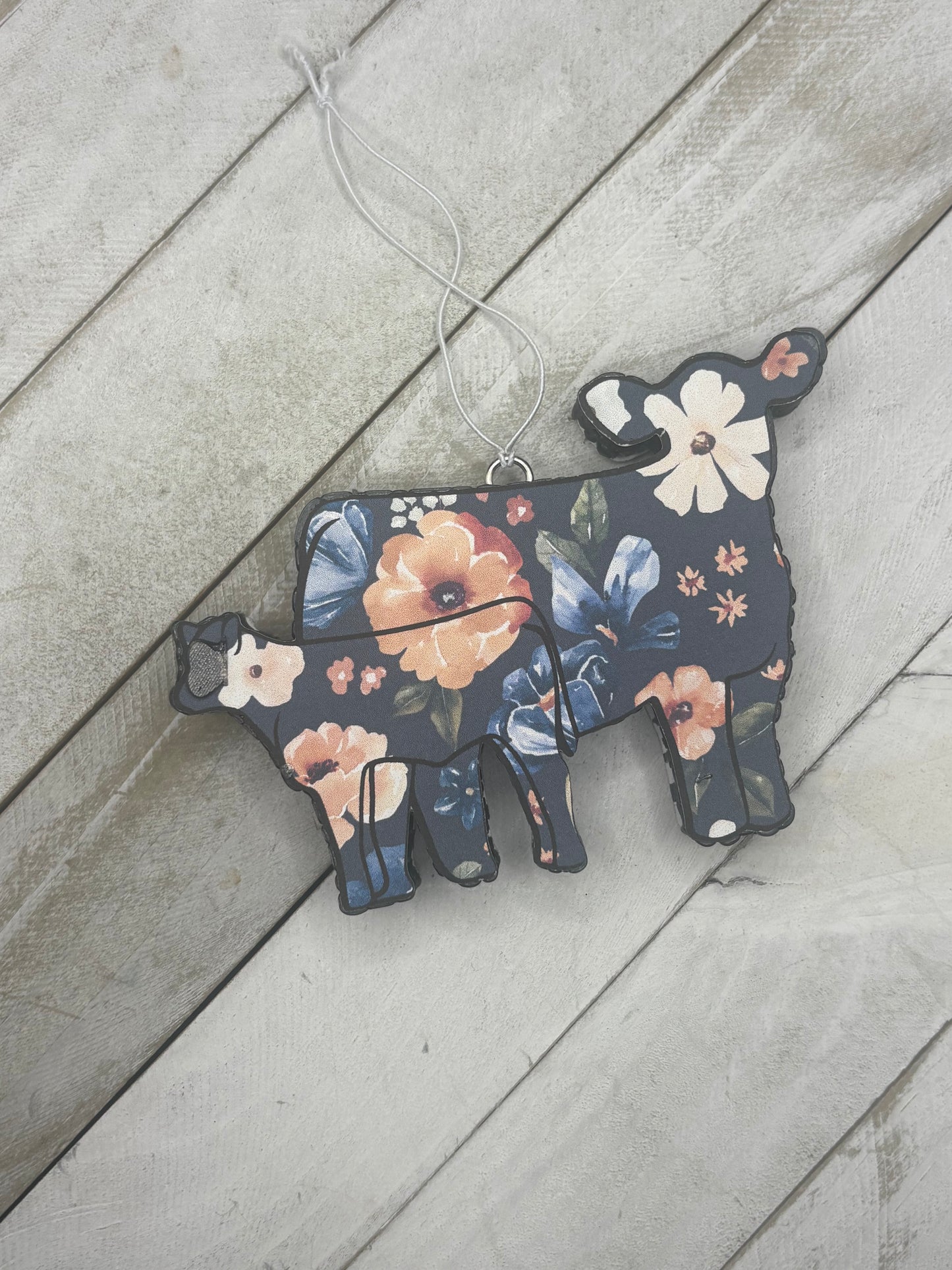 Blue Florals Cow Calf Pair