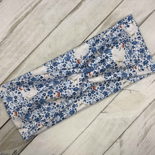 Blue Floral Chickens