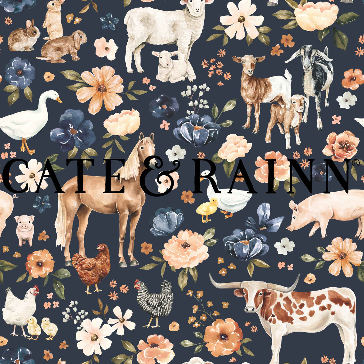 Dark Blue Farm Animals